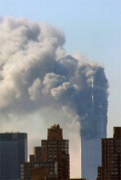 September 11th terrorist attack on the World Trade Center - Courtesy of the Prints and Photographs Division. Library of Congress.