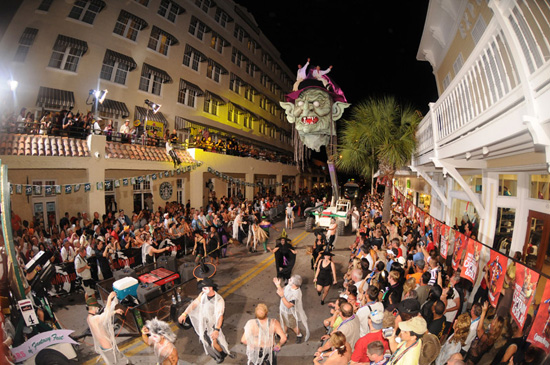 The witches head float as it went down Duval street during the Fantasy Fest Parade of 2009. 