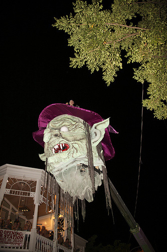 The head lifted over Duval street during the parade. 