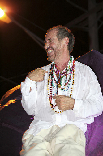 Tony Falcone in the witches head during the parade.