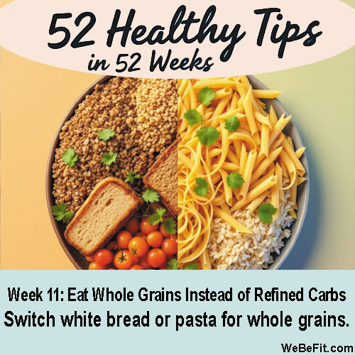 Week 11: Eat Whole Grains Instead of Refined Carbs - Switch white bread or pasta for whole grains.