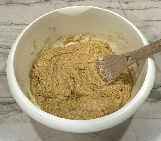 Gently mix the wet ingredients with the dry ingredients. DO NOT OVERMIX. Stir them together until they are combined.
