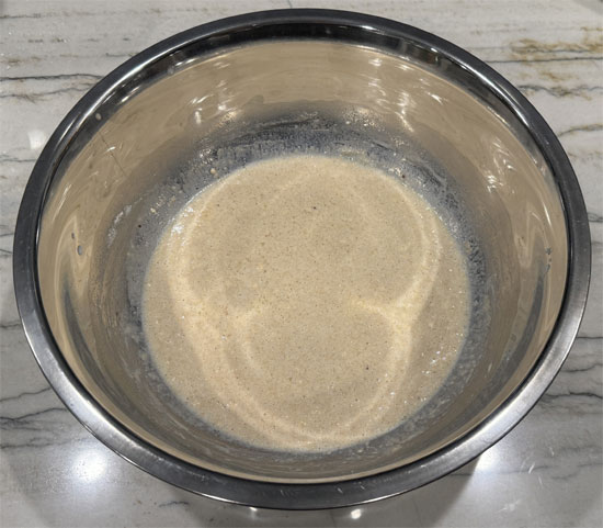 In a separate bowl, mix the six wet ingredients, low-fat milk through almond extract, until thoroughly combined.