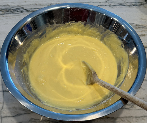 Stir the egg and milk into the cake mix until thoroughly combined.