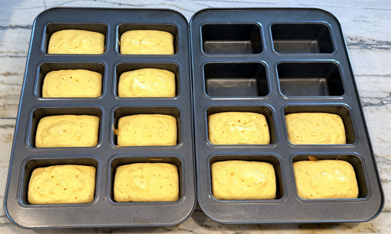 Bake at 325 degrees Fahrenheit for 22 minutes, or until a toothpick inserted in the center comes out clean.