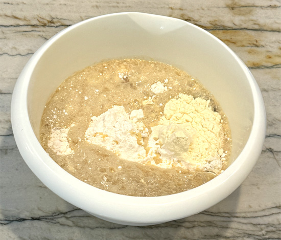 In a large mixing bowl, combine the next seven ingredients: cake mix, root beer, root beer extract (if you have it), oil, egg whites, whole egg and protein powder.