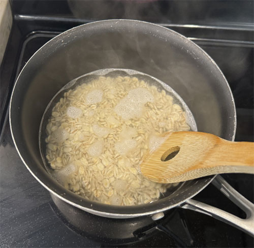 Add the barley, bring back to a boil, then reduce heat to low. Stir, cover and cook on low for 35-40 minutes or until most of the liquid is absorbed. 