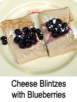 Cheese Blintzes with Blueberries