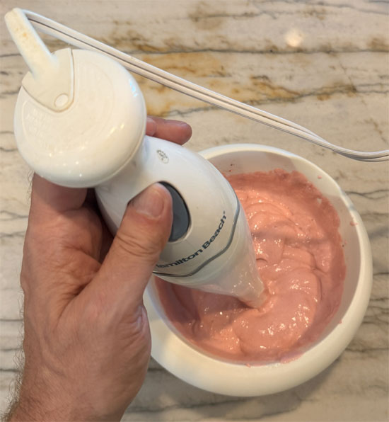 Put 3 cups fat free cottage cheese in a small bowl (if using an immersion blender) or a food processor. Add 1 box (0.3 oz) Zero Sugar Black Cherry Jell-O and 2 tablespoons lemon juice, then blend until completely smooth.
