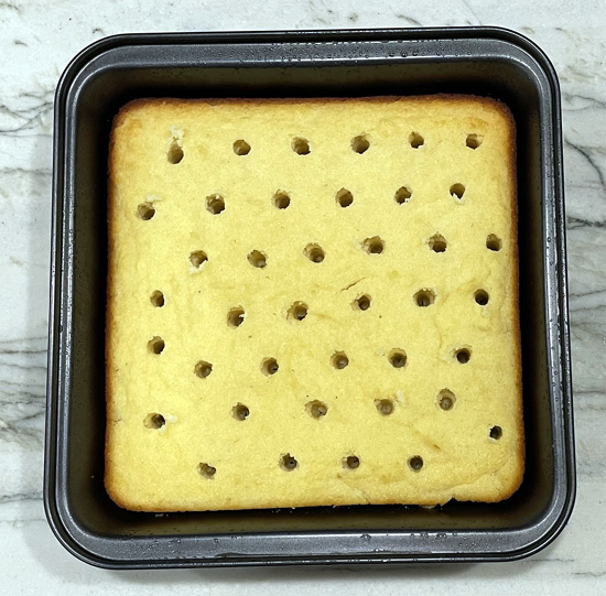 Cake with Holes Poked in it.