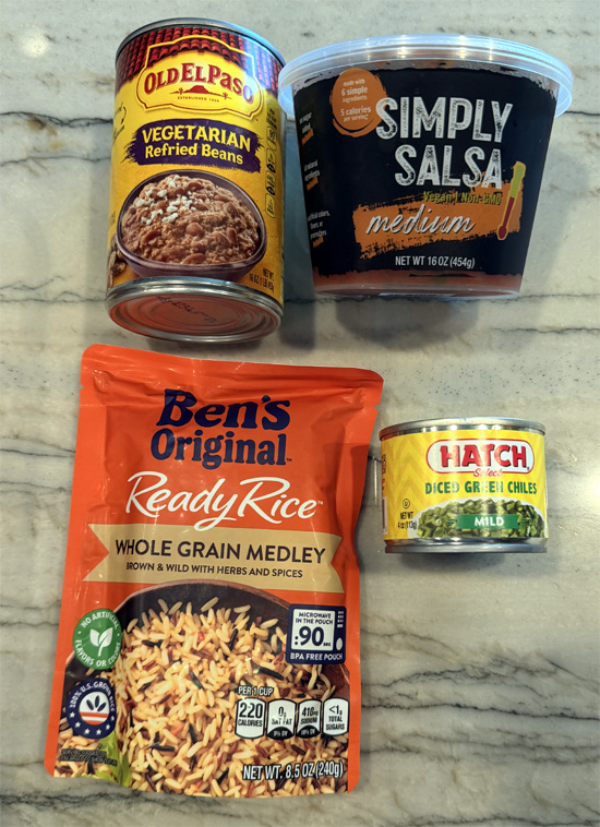 Ingredients to make the burrito mixture. 
