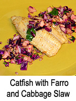 Catfish with Farro and Cabbage Slaw
