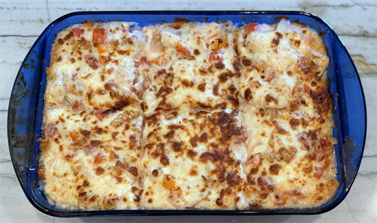 Remove foil, switch oven to broil, and return dish to oven for 1 to 2 minutes until the cheese is golden. Watch closely.