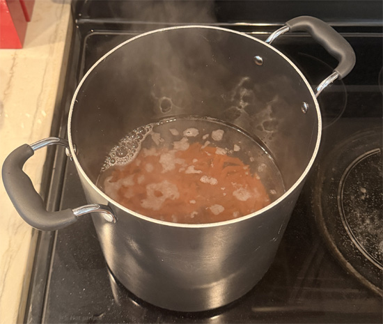 Bring 4 to 5 quarts of water to a boil in a large pot over high heat, add the red lentil penne, and cook it for 8 to 10 minutes, stirring occasionally, until the pasta is tender according to package directions.