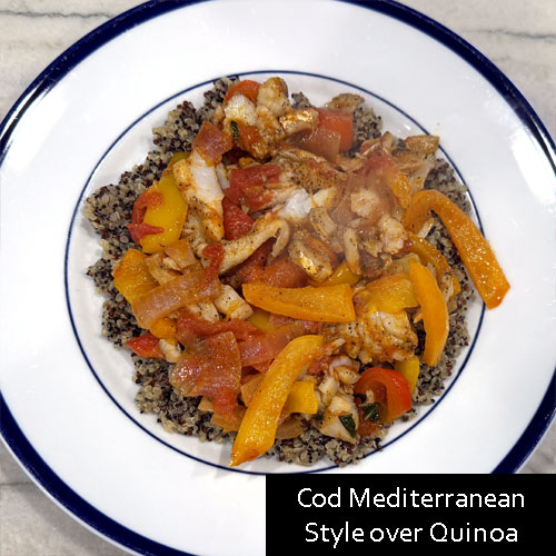 Cod Mediterranean Style over Quinoa