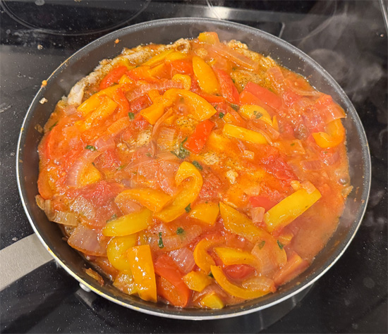 Cook cod: Increase heat to medium-high. Nestle cod fillets in sauce and spoon sauce over top. Cook, flipping halfway through, until fish flakes easily, 8-10 minutes.