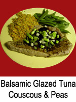 Balsamic Glazed Tuna with Couscous & Sugar Snap Peas
