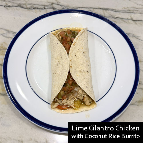 Lime Cilantro Chicken & Lime Cilantro Chicken with Coconut Rice Burrito