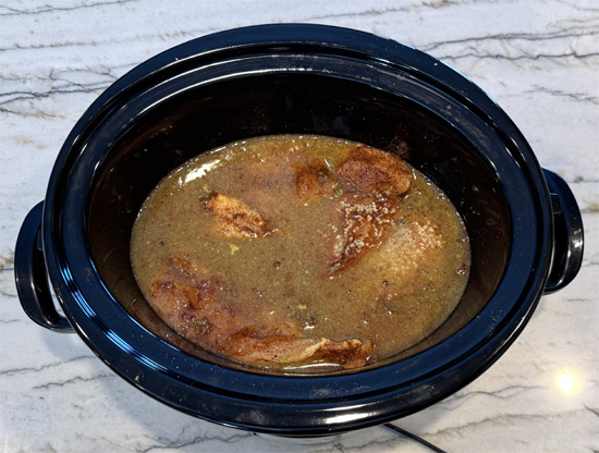 Pour this mixture over the seasoned chicken.