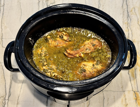 You can now divide the chicken into 6 servings, or continue on to shred the chicken for burritos. 