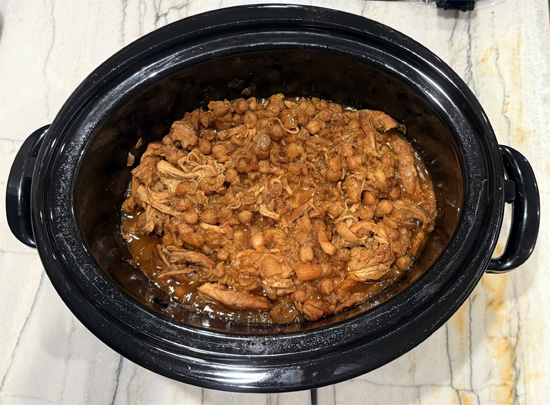 Cover and cook on low for 6 to 8 hours (or on high for 3.5 to 4 hours), until chicken is tender and cooked through.