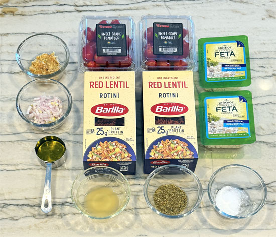 Red Lentil Pasta and Feta