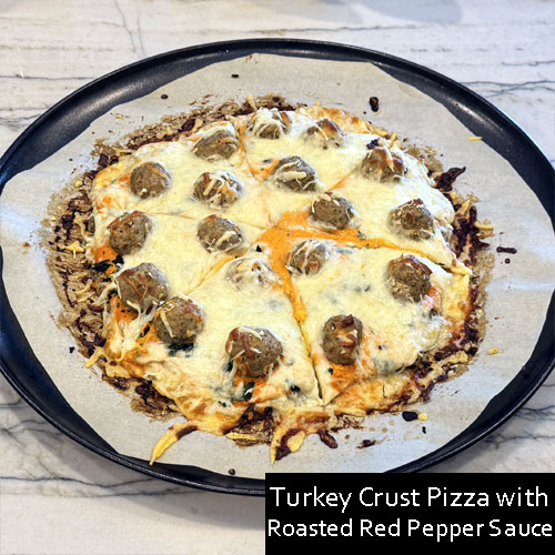Turkey Crust Pizza with Roasted Red Pepper Sauce