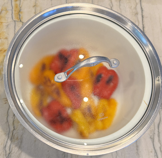 Steam and peel: Place hot peppers in a sealed plastic bag or covered bowl for 15 minutes. Remove skin, seeds, and stems. The skin should peel off easily. 