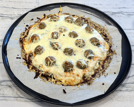 Final bake: Return to oven (at 450 degrees Fahreheit) for 6-10 minutes until cheese is bubbly and lightly browned. 