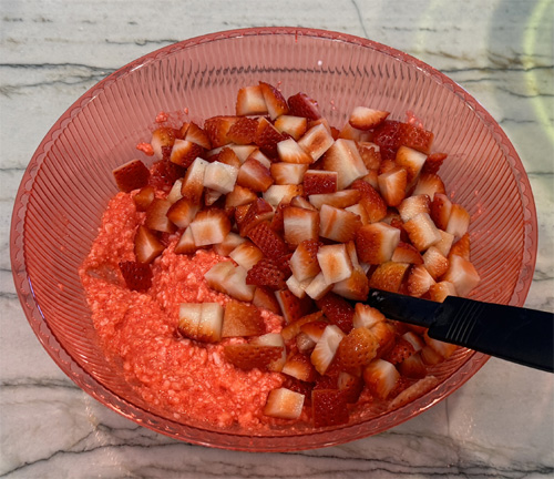 Stir in the chopped strawberries. 