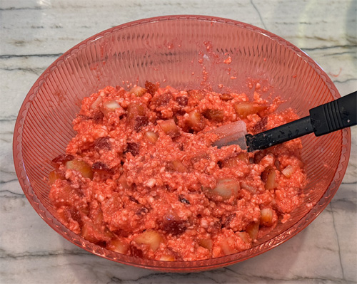 Stir in the chopped strawberries. 