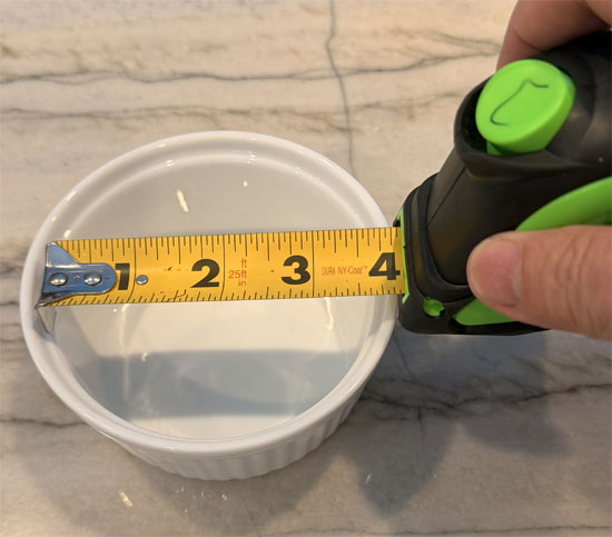 Lightly coat two ramekins with olive oil. The ones we used were 4 inches across.