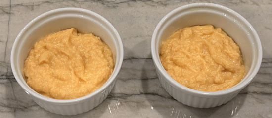 Divide mixture between the two ramekins and sprinkle everything bagel seasoning on top.