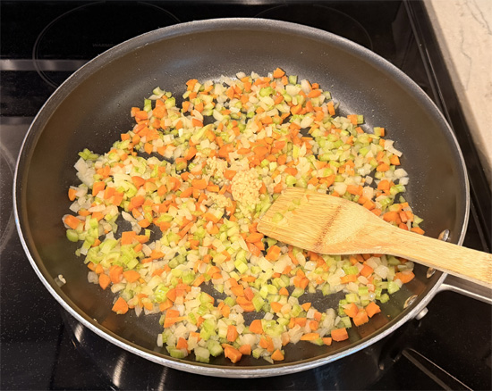Stir in the minced garlic and cook for about 30 seconds, just until fragrant.