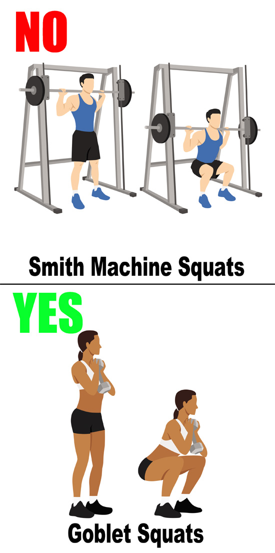 Smith Machine Squats and Goblet Squats
