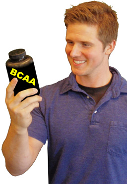 Examining the ingredients of a BCAA supplment. 