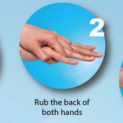 Rub the back of both hands. 