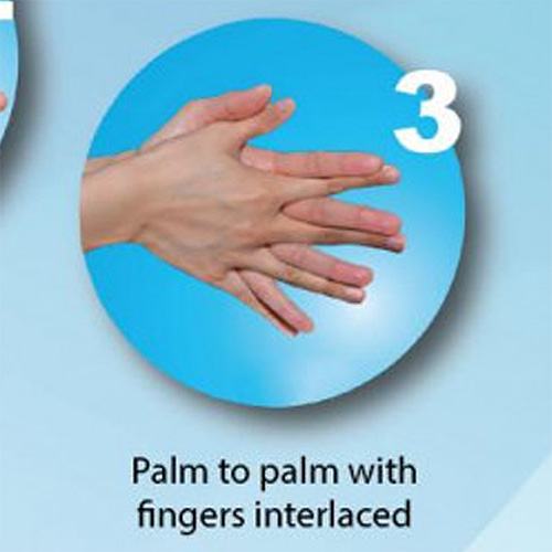 Palm to palm with fingers interlaced.